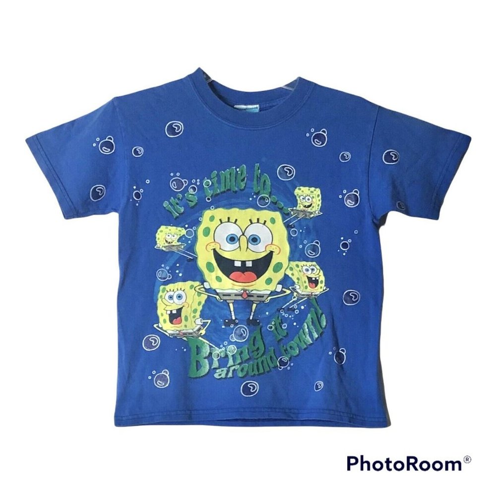 Vintage Nickelodeon 2001 SpongeBob IT'S TIME TO BRING IT...  T-Shirt Kids Size M